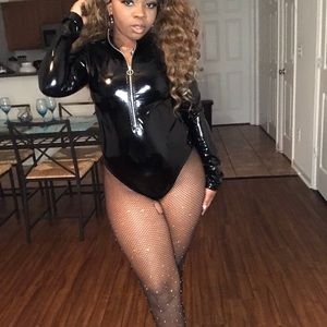 Faux leather aka Pleather Black bodysuit!